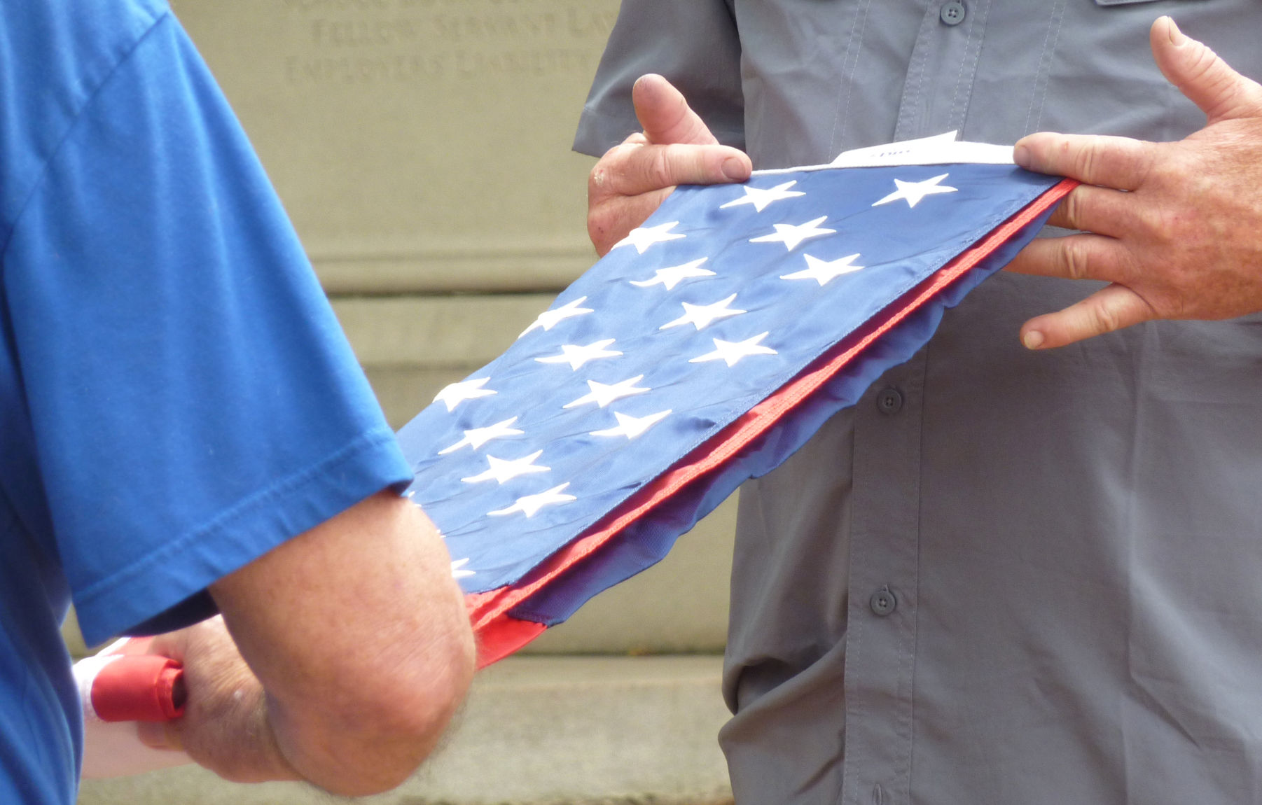 Flag folding closeup